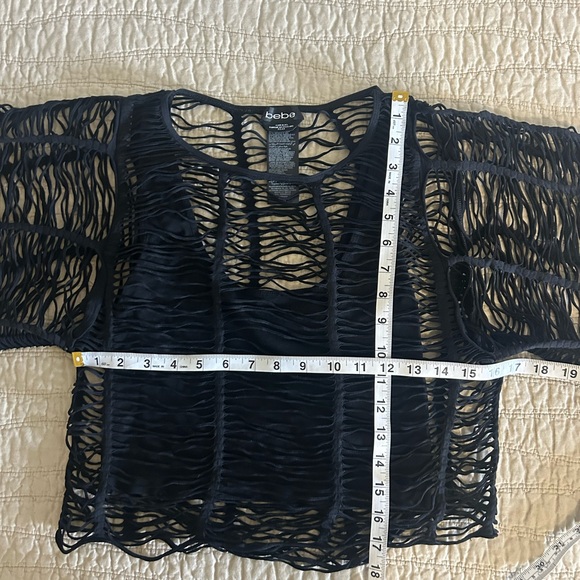 BEBE String Top Black With Attached Tank Top Underneath NWOT Size Small - Picture 9 of 9